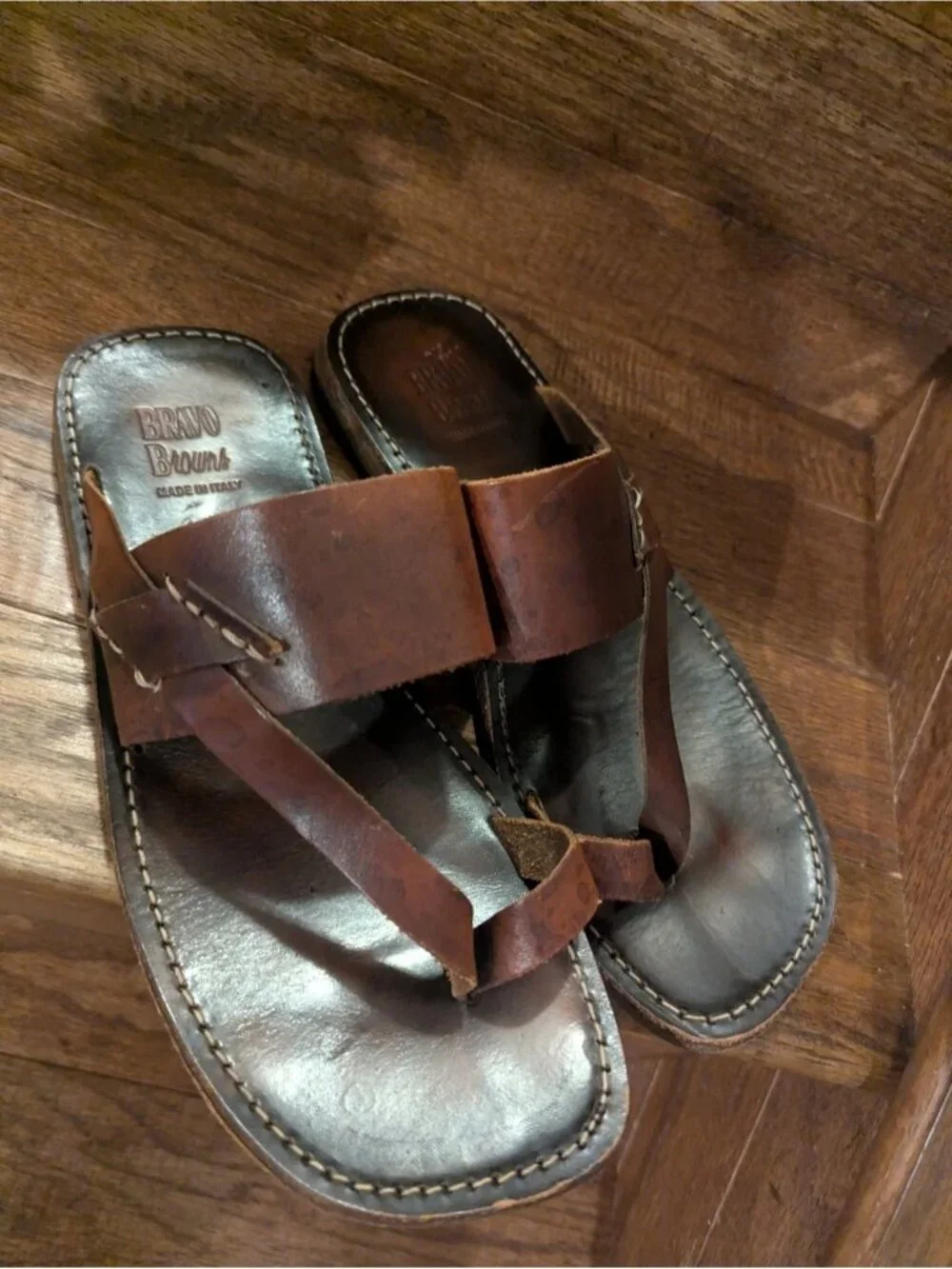 Brown's Men's Bohemian Leather Sandals Made In Italy Size 40